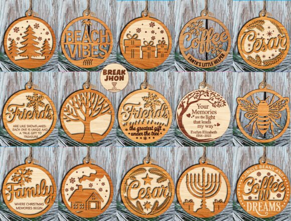 Download 15 Laser Cut Round Ornaments Cutfile Svg - Ornament Collection