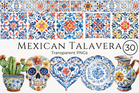 Download Mexican Talavera Watercolor Cliparts - Talavera Collection