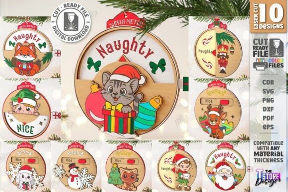 Download Santa Meter Ornaments Laser Cut Bundle - Premium Resources